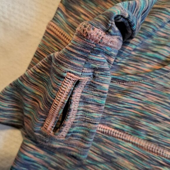 Zella Girl size Large or 14 full zip hoodie teal, gray & peach 2 pockets EUC - Picture 2 of 5